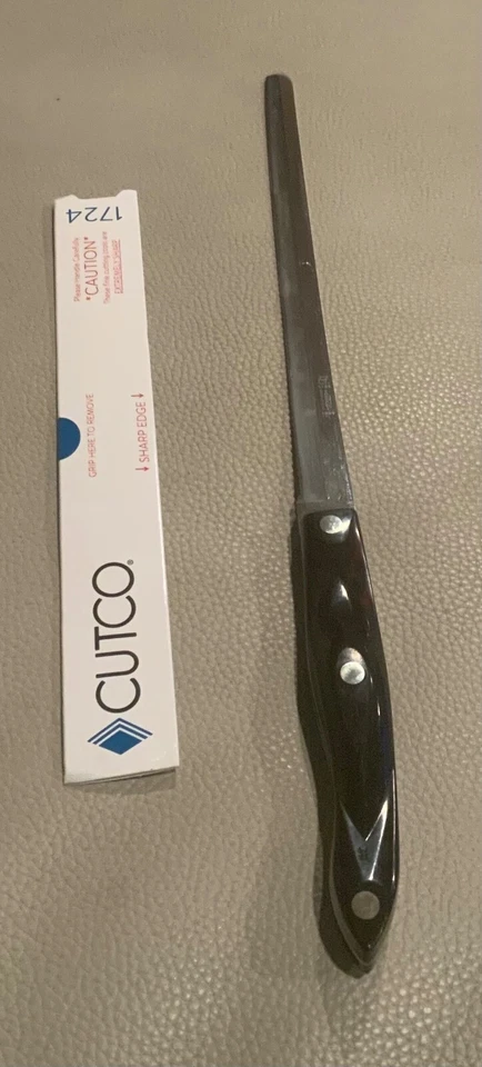 Cuchillo rebanador de pan CUTCO 9-3/4" clásico mango marrón modelo 1724 hecho en EE. UU. Foto 2 de 4