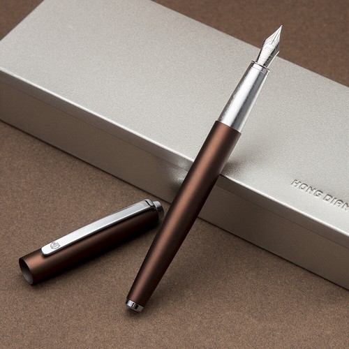Hongdian 525 Metal Fountain Pen with Ink Converter , Elegant Brown Gift Pen - Picture 3 of 6