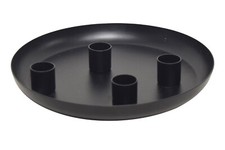 Tablett mit Stabkerzenhalter schwarz | Tablett Kerzentablett Adventskranz | 22cm