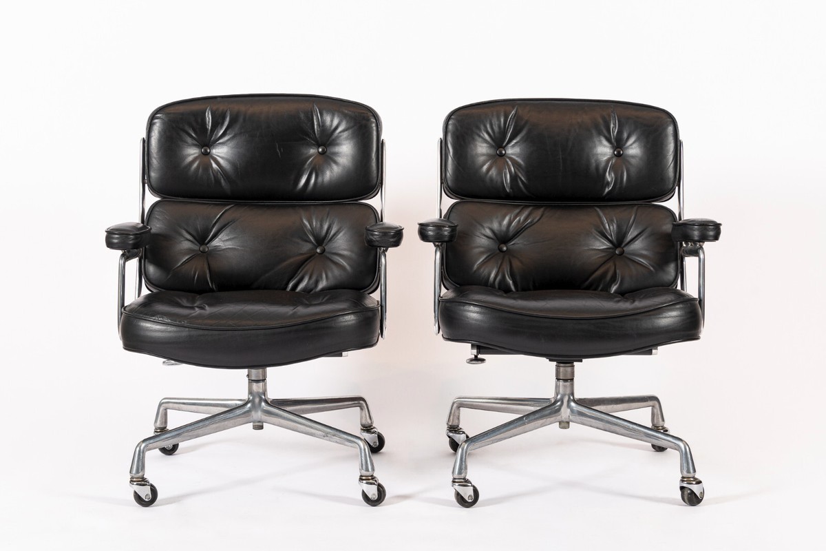 Pair Office Chairs 1981 Eames Herman Miller Time Life Black