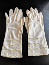 Antique Ladies Evening Gloves, White Ivory Vintage