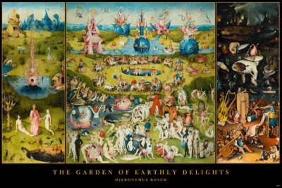 Hieronymus Bosch's Garden Of Earthly Delights - Art Poster (Size: 36" x 24")