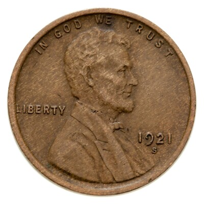 1921-S 1C Lincoln Cent IN Extra Fein Zustand, Alle Braune Farbe, Stark Detail