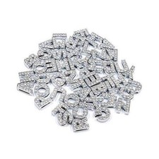 AUEAR A-Z 8mm Full Rhinestone Slide Crystal Alphabet Alloy 52 Pack Silver