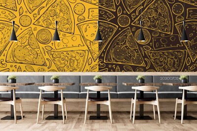 3D Pizza Yellow Brown Wallpaper Wall Murals Removable Wallpaper 439