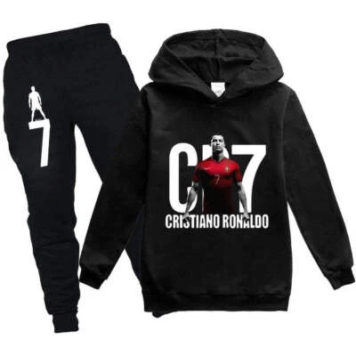 BIGSALES4ALL CR7 Tuta da ginnastica per bambini - Set di pantaloni e felpa con cappuccio (età 3-12)