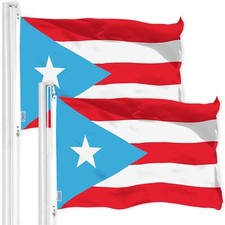 G128 2 Pack: Puerto Rico Light Blue Puerto Rican PR Flag 3x5Ft Printed 150D Poly