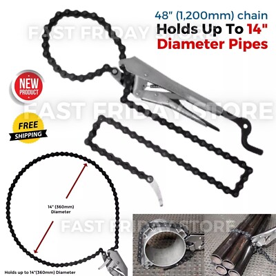 48'' Locking Chain Pliers Pipe Clamp Holding14'' Dia. Pipe for Pipefitter/Welder