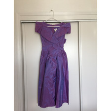 Vintage Alfred Angelo 1980  sGown Purple Off Shoulder Bow Bridesmaid Prom Dress 6