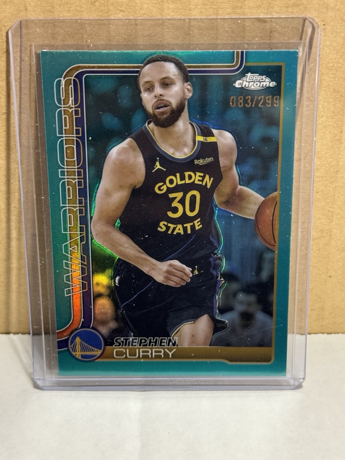 2025-26 Topps Chrome #201 Stephen Curry Teal Refractor /299 Parallel Warriors