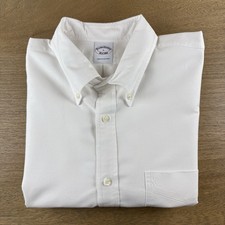 Brooks Brothers Men s L White Long Sleeve Oxford Cotton Button Down Shirt OCBD