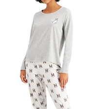 Jenni Women's Fleece Pajama Tops Raindeer Kitty, Large 
