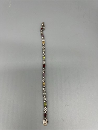 "Brazalete tenis DBJ 925 plata esterlina citrino amatista granate topacio 7"" joyería" - Imagen 2 de 2