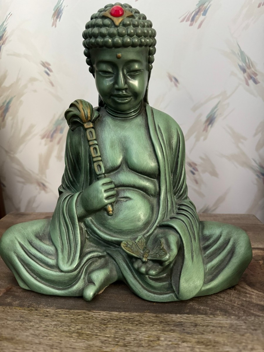 buddha.statue  まとめ売りリクエスト Vintage 1962 Universal Statuary Corp #765 Green Buddha Statue MCM