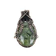 Friendship Day Deal Moss Prehnite Stone Twisted Designer Pendant Jewelry Copper