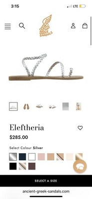 Ancient Greek Eleftheria Leather Sandals Tan And Silver Size 36 - US 6 - NEW