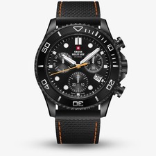Swiss Military Mens XL Chronograph Black Rubber Strap Watch SM34101.08
