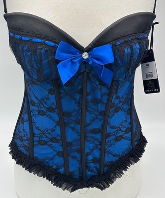 COQUETTE Spitzenkorsett mit Polsterung Korsage schwarz blau Gr. XL  Neu