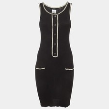 Chanel Black Rib Knit Sleeveless Midi Dress M