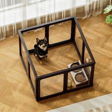 Luxury 8 Panel Transparent Indoor Acrylic Dog Playpen Pet Puppy Pen w/Door