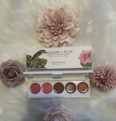 Seraphine Botanicals Rhubarb + Rose Creamy Lip & Cheek Palette Blush & Lipstick