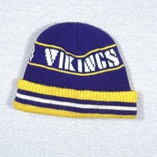 Retro Vintage Minnesota Vikings Beanie Hat Purple Knit Cuffed Made in USA NFL