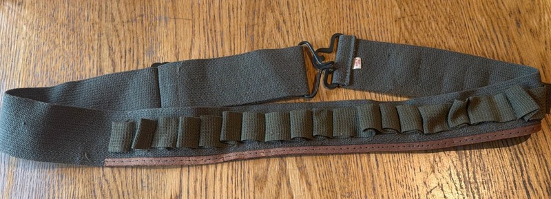 Vintage Military Japan Ammunition Shot Gun Ammo Belt Green Bandolier Adjustable