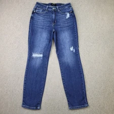Judy Blue Jeans Womens 5/27 Denim High Rise Boyfriend Fit Distressed JB82328MD