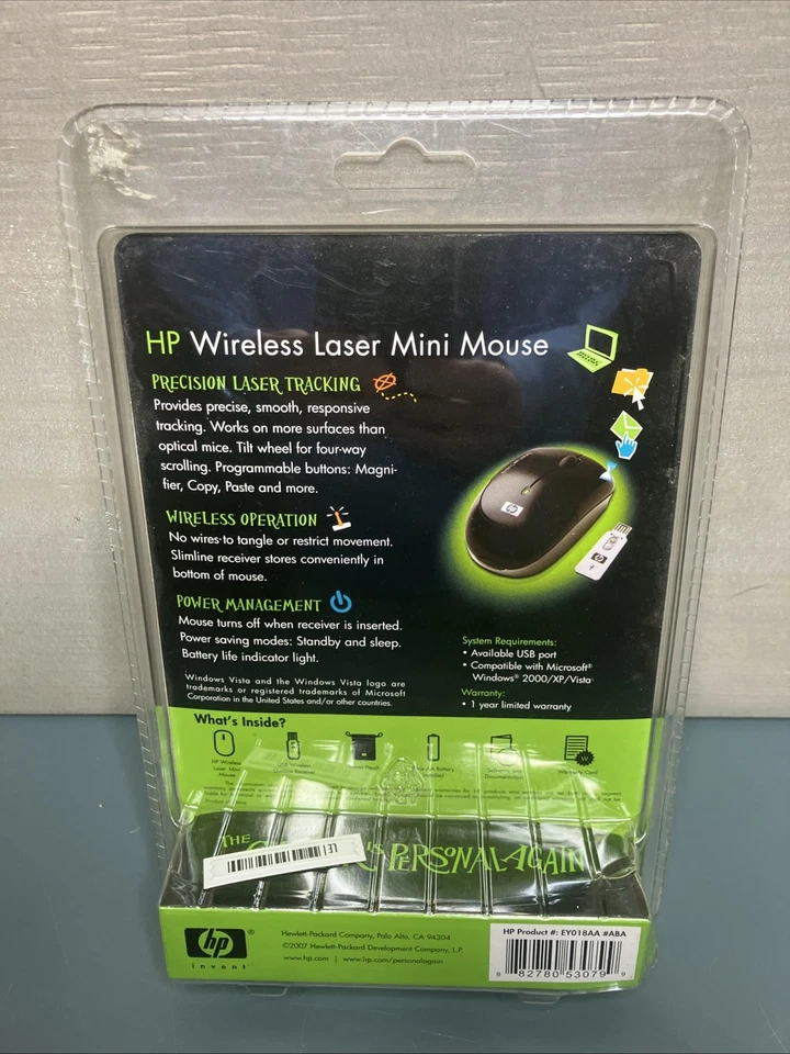 HP Wireless Laser Mini Mouse Black EY018AA - Brand New & Sealed - Image 2 of 2