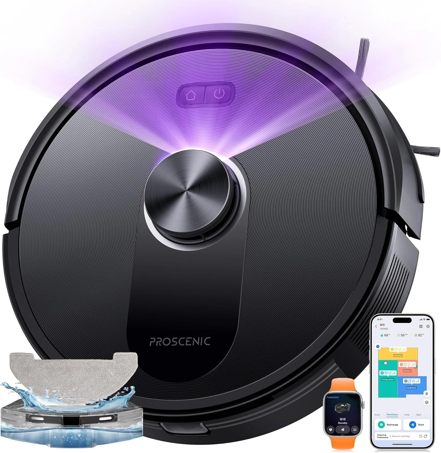 Proscenic Q10+ Robot Vacuum Cleaner with Mop 8000Pa Suction LiDAR Navigation