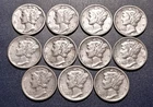 Lot of (11) High-grade 1935-S, 1936-P & D Mercury Dimes
