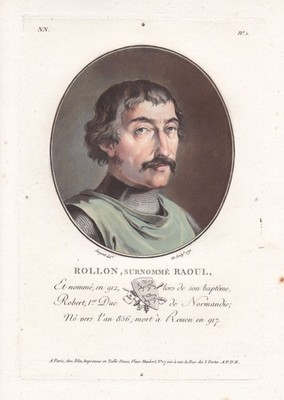 Rolf le Marcheur Rollon Normandie Normandy Portrait Schabkunst Mezzotint 1791