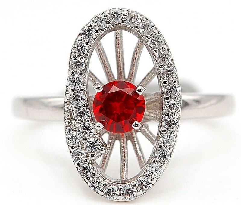  1CT Fire Garnet 925 Sterling Silver Ring Jewelry Sz 6 N2-1