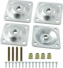 4 Pcs M8 Furniture Leg Mounting Plates with Bolts & Screws, T-Plate Repair Kit
