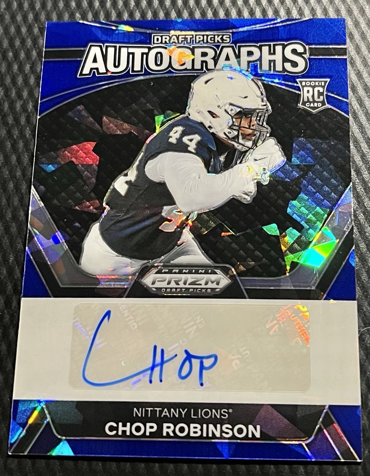 2024 Chop Robinson 53/75 Nittany Lions Panini Prizm DP Blue Cracked Ice RC Auto