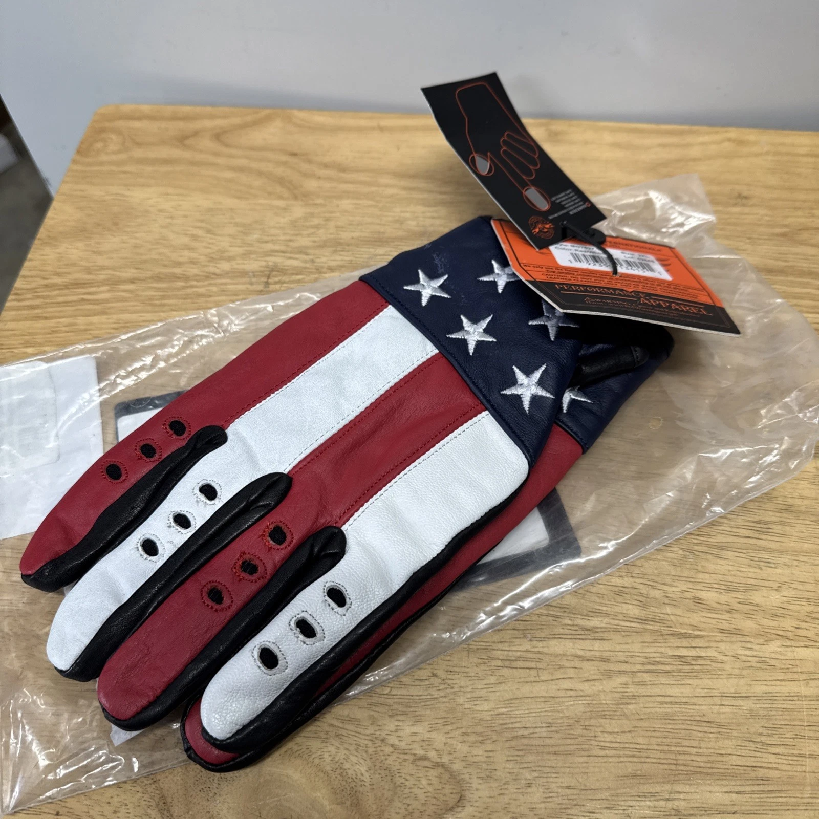 Milwaukee Leather Men’s Stars and Stripes Leather Gloves w/ Touch Fingers XXL