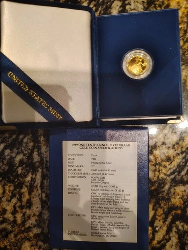 American Eagle Gold Proof $5 Coins US Mint 1989 1992 1995 2010