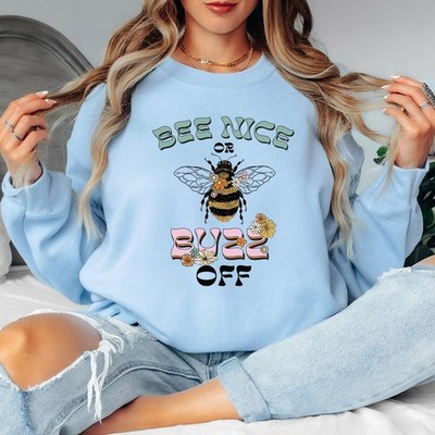 Bee Nice Or Buzz Off Damen Sweatshirt Lustig Biene Tiere Damen Pullover