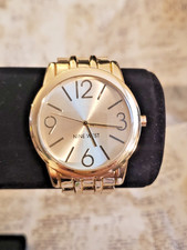 Neutral, Elegant  - Preowned Nine West - "Minimalist Champagne Dial" & Gold Band