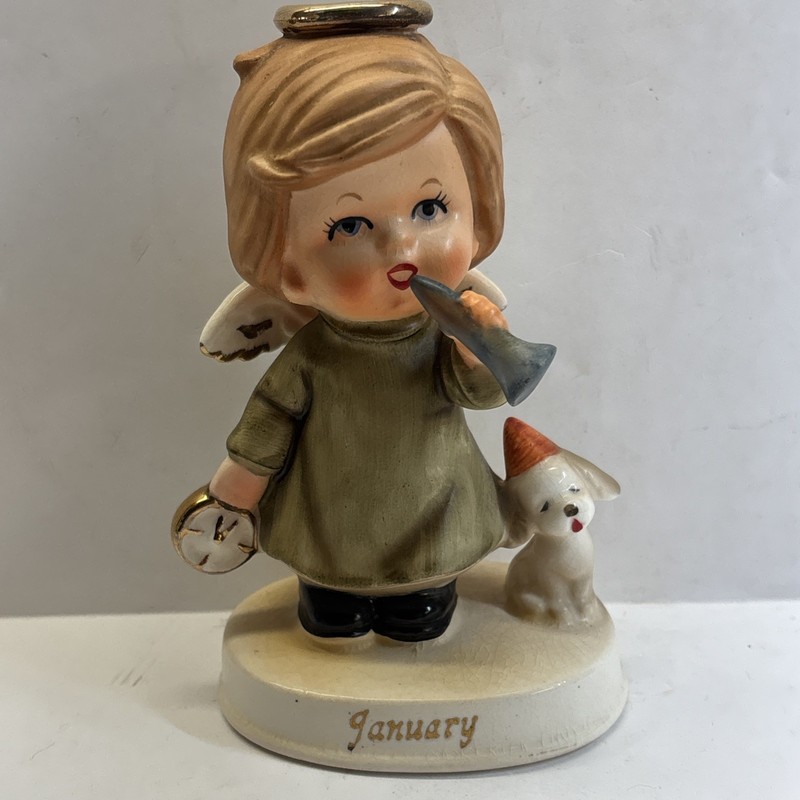Vintage Napco January Angel Figurine Calendar Cutie Kitsch MCM Japan