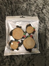 Craft Round Wood piece With Mushrooms. 2 Small, 2 Larger. For Craft Decor.