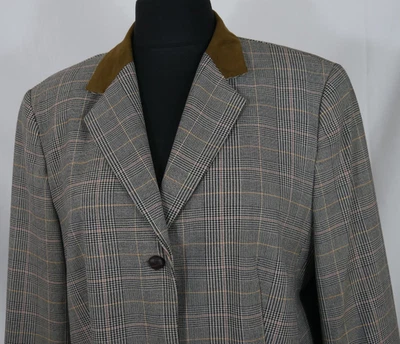 Blazer largo elástico ULLA POPKEN a cuadros elegante elegante moderno talla 48 ¡NUEVO! - Imagen 1 de 4