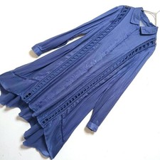 Anthropologie Vanessa Virginia Blue Eyelet Lace Shirt Dress Boho Embroidered Bea