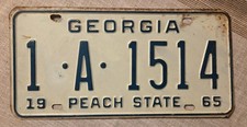 1965 Georgia GA License Plate Car Tag
