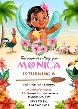 Invitación digital de fiesta de cumpleaños Moana textos personalizados 1
