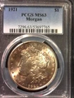 1921-P Morgan Silver Dollar $1 PCGS MS63