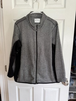 Marc New York Andrew Marc Womens Size XL Gray Herringbone Jacket Monochrome