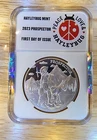 2023 HAYLEYBUG 1oz Prospector Girl .999 Fine Silver First Day Of Issue In Slab