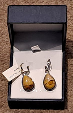 CONTESSA DI CAPRI: DESIGNER 925 STERLING SILVER/LEOPARD JASPER EARRINGS NEW !!!