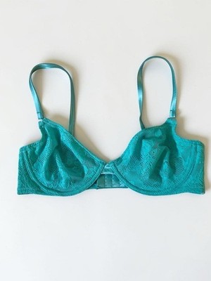 Fleur du Mal Le Stretch Lace Demi Bra Sz 34D Jade